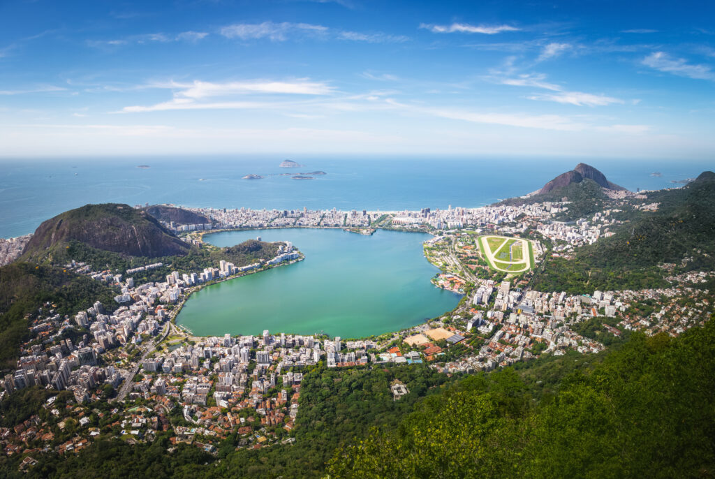 Aerial view of Rodrigo de Freitas Lagoon and Two Brothers Hill (